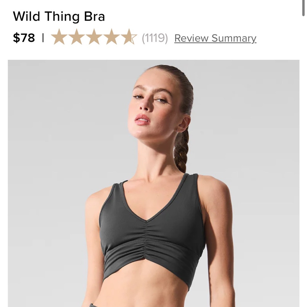 Anthracite Alo Wild Thing Sports Bra